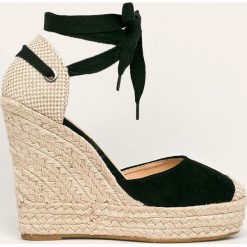 Answear - Espadryle Tulipano. Czarne koturny damskie ANSWEAR, bez obcasa, na obcasie, na sznurówki. Za 129,90 zł.