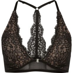 Biustonosz bustier z zapięciem z przodu bonprix czarny. Czarne biustonosze bonprix, w koronkowe wzory, z koronki. Za 59,99 zł.