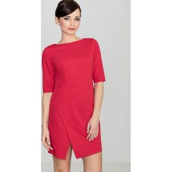 Sukienka do biura czerwona - m. Czerwone sukienki damskie e-margeritka.pl, m, bez wzorów, z poliesteru, eleganckie, bez rękawów, bez kaptura. Za 106,49 zł.