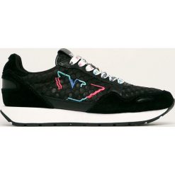 Emporio Armani - Buty. Czarne buty sportowe damskie Emporio Armani, bez wzorów, ze skóry, sportowe. W wyprzedaży za 659,90 zł.