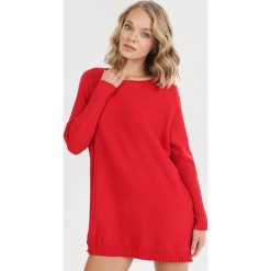 Czerwony Sweter Elinlisa. Czerwone swetry damskie Born2be, xl, bez wzorów, bez rękawów, bez kaptura. Za 89,99 zł.