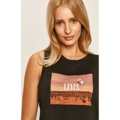 Levi's - Top. Czarne bluzki damskie Levi's®, s, z nadrukiem, z bawełny, casualowe, z okrągłym kołnierzem, bez rękawów. W wyprzedaży za 89,90 zł.