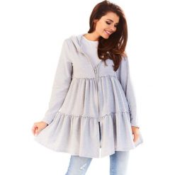 Szara Bluza Rozpinana z Falbankami. Szare bluzki damskie marki Molly.pl, na zimę, s, z aplikacjami, z dzianiny, bez rękawów, bez kaptura. Za 128,90 zł.