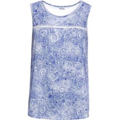 Top bonprix kryształowy niebieski - biel wełny wzorzysty. Niebieskie topy damskie bonprix, bez wzorów, z wełny, z okrągłym kołnierzem. Za 32,99 zł.