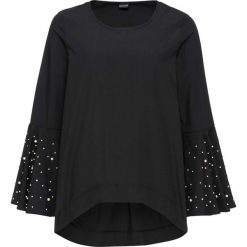 Bluzka tunikowa z perełkami bonprix czarny. Czarne bluzki z odkrytymi ramionami bonprix. Za 99,99 zł.