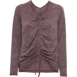 Shirt dzianinowy z połyskiem bonprix ciemnoczerwony melanż. Czerwone koszulki damskie marki bonprix, bez wzorów, z dzianiny, z dekoltem w serek, bez rękawów. Za 54,99 zł.
