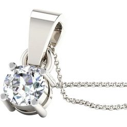 Naszyjniki damskie: Srebrny naszyjnik z diamentem – dł. 40 cm