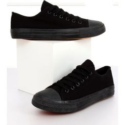 Trampki damskie klasyczne czarne XL03 ALL-BLACK (czarna podeszwa). Czarne trampki i tenisówki damskie ButyModne, bez wzorów, z tkaniny, bez zapięcia. Za 69,00 zł.