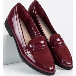 Mokasyny damskie: BEST SHOES lakierowane mokasyny bordo czerwone