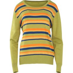 Jasnozielony Sweter Handbook. Brązowe swetry damskie marki Born2be, xl, w paski, bez rękawów, bez kaptura. Za 34,99 zł.