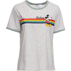 T-shirt "Myszka Miki" bonprix jasnoszary melanż - szary. Szare koszulki damskie marki bonprix, bez wzorów, bez kołnierzyka. Za 54,99 zł.