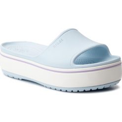 Klapki CROCS - Crocband Platform Slide 205631 Mineral Blue/Lavender. Niebieskie klapki damskie Crocs, bez wzorów, z tworzywa sztucznego, bez obcasa. Za 179,00 zł.