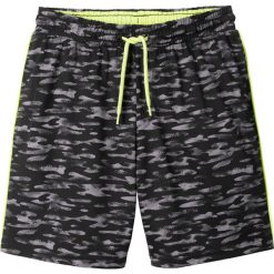 Szorty sportowe bonprix czarny z nadrukiem. Czarne spodenki chłopięce bonprix, w paski, sportowe, krótkie. Za 37,99 zł.