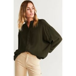 Mango - Koszula Lupe. Czarne bluzki damskie Mango, na co dzień, s, bez wzorów, z wiskozy, casualowe, ze stójką, z długim rękawem. Za 139,90 zł.