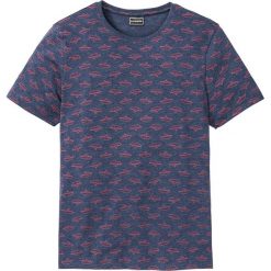 T-shirt Slim Fit bonprix ciemnoniebieski z nadrukiem. Niebieskie koszulki męskie bonprix, s, z nadrukiem, bez kołnierzyka. Za 34,99 zł.