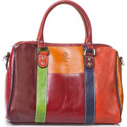 Torebki klasyczne damskie: Skórzana torebka z kolorowym wzorem – 35 x 27 x 18 cm