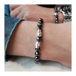 Bransoletka męska Silver Swag. Szare bransoletki męskie DIZARRO, z hematytem, złote. Za 190,00 zł.