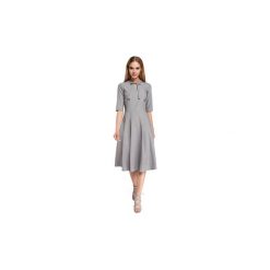 Sukienki Moe M298 Sukienka midi z wiązaniem przy dekolcie. Szare sukienki z falbanami marki Moe, na imprezę, l, midi, oversize. Za 145,00 zł.