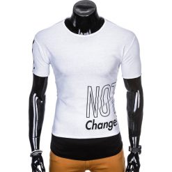 T-shirty męskie: T-SHIRT MĘSKI Z NADRUKIEM S981 - BIAŁY