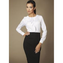 Koszule body: Biała Elegancka Koszula z Falbanką