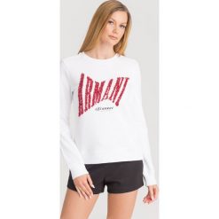 BLUZA Armani Exchange. Białe bluzy damskie s, z nadrukiem, z materiału. Za 225,00 zł.