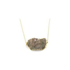 Colare Druza Agatu złoto. Szare naszyjniki damskie marki Brazi druse jewelry, na imprezę, z agatem, srebrne. Za 170,00 zł.