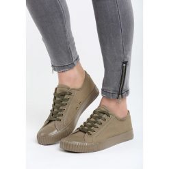 Khaki Trampki Low Down. Brązowe trampki i tenisówki damskie Born2be, bez wzorów, na sznurówki. Za 49,99 zł.