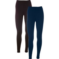 Legginsy ze stretchem (2 pary w opak.) bonprix ciemnoniebieski + czarny. Czarne spodnie damskie bonprix, bez wzorów, z gumy. Za 69,98 zł.