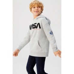 Mango Kids - Bluza dziecięca Nasa 110-164 cm. Szare bluzy chłopięce Mango Kids, z nadrukiem, z bawełny, bez rękawów, z kapturem. Za 89,90 zł.