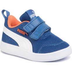 Sneakersy PUMA - Courtflex V2 Mesh V Inf 371759 01 Bright Cobalt/Firecracker. Niebieskie trampki chłopięce Puma, bez wzorów, ze skóry ekologicznej, na rzepy. Za 129,99 zł.
