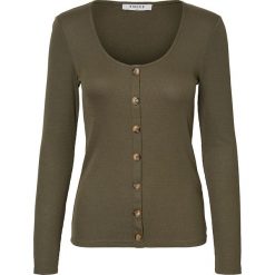 Kardigan "Dicte" w kolorze oliwkowym. Brązowe kardigany damskie Pieces, Vila, xs, bez wzorów, prążkowane. W wyprzedaży za 64,95 zł.