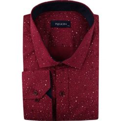 Bordowa Koszula Męska, Wizytowa -RIGON- Krój Klasyczny, Długi Rękaw, w Gwiazdki, Księżyce KSDWRGN0501bordo. Czerwone koszule męskie Rigon, m, z elastanu, eleganckie. Za 99,00 zł.