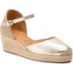 Espadryle UNISA - Cisca 19 Lmt Platino Lightmt S. Żółte espadryle damskie Unisa, bez wzorów, ze skóry, bez obcasa, na obcasie. W wyprzedaży za 249,00 zł.