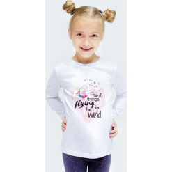Koszulka. Białe bluzki dziewczęce bawełniane SWEET THINGS, z aplikacjami, z długim rękawem. Za 39,90 zł.
