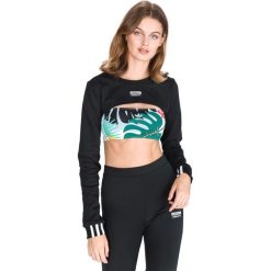 Adidas Originals Shrung Top Czarny. Czarne topy damskie adidas Originals, z haftami, z bawełny, bez kołnierzyka. Za 154,95 zł.
