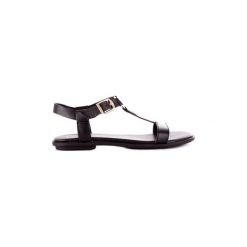 Sandały Tommy Hilfiger FW03946. Czarne sandały damskie TOMMY HILFIGER, bez wzorów, bez obcasa, bez zapięcia. Za 361,34 zł.