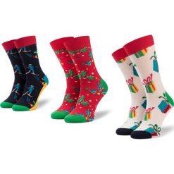 Zestaw 3 par wysokich skarpet unisex HAPPY SOCKS - XMAS08-6500 Kolorowy. Skarpetki damskie Happy Socks, bez wzorów, z elastanu. W wyprzedaży za 119,00 zł.