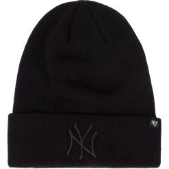 Czapka męska 47 BRAND - New York Yankees Raised Cuff Knit B-RKN17ACE-BKD Black. Czarne czapki męskie 47 Brand, bez wzorów, z materiału. Za 79,00 zł.