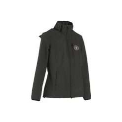 Kurtka jeździecka 500 Softshell damska. Szare kurtki damskie FOUGANZA, xs, bez wzorów, z elastanu, bez kaptura, do jazdy konnej. Za 169,99 zł.