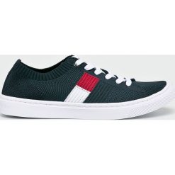 Tommy Hilfiger - Tenisówki. Niebieskie trampki i tenisówki damskie TOMMY HILFIGER, bez wzorów, z materiału, bez zapięcia. W wyprzedaży za 249,90 zł.