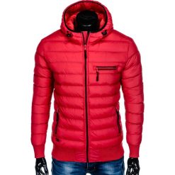 KURTKA MĘSKA PRZEJŚCIOWA PIKOWANA C353 - CZERWONA. Czerwone kurtki męskie Ombre Clothing, s, bez wzorów, z poliesteru, bez kaptura. Za 69,00 zł.