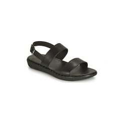 Sandały FitFlop BARRA. Czarne sandały damskie FitFlop, bez wzorów, bez obcasa, bez zapięcia. W wyprzedaży za 359,20 zł.