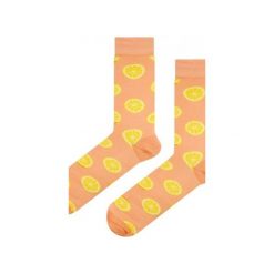 Granatowe skarpetki w cytryny. Niebieskie skarpetki męskie Em men's accessories, bez wzorów. Za 29,99 zł.