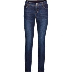 Dżinsy z lampasami bonprix ciemny denim. Czarne jeansy damskie bonprix. Za 134,99 zł.