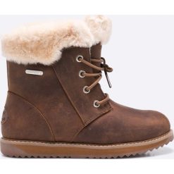 Emu Australia - Botki Shoreline Leather. Brązowe buty zimowe damskie marki EMU Australia, z materiału, z okrągłym noskiem, na obcasie, na sznurówki. W wyprzedaży za 399,90 zł.