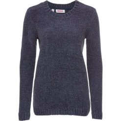Sweter z szenili bonprix niebieski melanż. Niebieskie swetry klasyczne damskie bonprix. Za 74,99 zł.