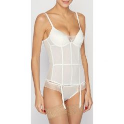 Komplet gorset do pończoch push-up i figi culotte. Białe body damskie marki La Redoute Collections. Za 84,00 zł.