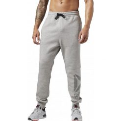 SPODNIE WORKOUT BIG LOGO. Szare spodnie męskie Reebok, s, bez wzorów, z bawełny. W wyprzedaży za 99,99 zł.
