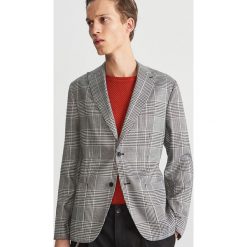 Marynarka w kratę slim fit - Szary. Szare marynarki męskie marki Reserved, s. Za 299,99 zł.