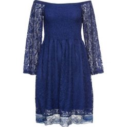 Sukienka koronkowa z dekoltem "carmen" bonprix kobaltowy. Sukienki damskie bonprix. Za 59,99 zł.